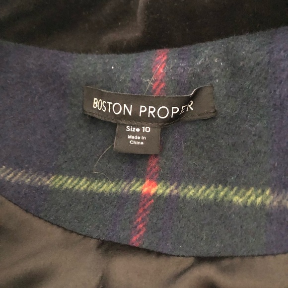 Boston Proper Navy Plaid Jacket with Red and Green Stripes - Picture 2 of 5